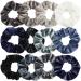 Belle vous 12 pcs hair tie scrunch with - soft velvet hair rubber for women hair band Skrunchy scrunch for smooth wavy curly curly long thick and thin hair - colorful hair rubber blue gray