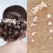 9 Pieces Pearl Bride Wedding Hair Comb Pearl Hair Pins Set Bridal Side Comb U Shape Bridal Hair Clip Pearl Bobby Pins Updos Hair Piece Wedding Hair Accessories for Women Girls (Gold) Elegant Style Gold