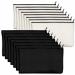 15 Pack Blank Cotton Canvas DIY Craft Zipper Bags Pouches Pencil Case for Makeup Cosmetic Toiletry Stationary Storage (Beige & Black 8.3 x 4.7 ) 15 Pack/8.3 x 4.7 White+Black