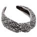 YETASI Tweed Black Knotted Headband for Women with Hints of White Threading is Unique. White Black Headbands for Women Get Compliments Black tweed