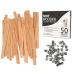Wood Wicks for Candles Making - NOOR 50 Pieces Smokeless Wooden Wicks with Booster. Crackling Wood Wick with Metal Clips for Candle Making and DIY Candle Craft