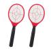 2 x electric fly swatter without chemicals fly killer against flies midges & mosquitoes fly swatter red red 2-pack