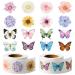 W1cwey 1000pcs Assorted Butterfly Flower Sticker Rolls(2 Rolls)  1.5 * 1 Inch 16 Design Colorful Butterfly Decals Decorative Flowers Cute Stickers Party Favor Decoration for Kids Luggage Scrapbook Butterfly and Flower