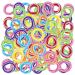 Mijoma 100 pieces of elastic hair tie mini hair straps Small rubber bands for girls great for braids and ponytail (striped color mix)