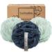 Myhomebody Large 70g Luffashwamm Body Scrubber Bathwimming |Gentle peeling sponge - body cleaning and shower sponge with activated carbon - 2 Sea Foam Green + 1 Navy Blue 3 Series Pack