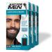 Just For Men Mustache & Beard, Beard Coloring for Gray Hair with Brush Included for Easy Application, With Biotin Aloe and Coconut Oil for Healthy Facial Hair - Real Black, M-55, 3 Pack 1 Count