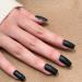 NOVO OVO Medium Square Black Solid Color with Sparkle Thick False Fake Press on Nails FEIJOADA Glossy Stick on Acrylic Kit with Glue for Spring Summer Halloween