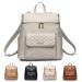 Monaco Diaper Bag Backpack by Luli Bebe - Chic Vegan Leather Diaper Bag Backpack (Pearl White)