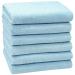 Zollner 6 Set towels in 50x100 cm - suction -strong and soft bath towels in light blue - with a practical hanger - washable up to 60 C - cotton - hotel quality 6x towels light blue