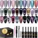 Clara Colors Cat Eye Gel Nail Polish Set 20 Colors Magnetic Nail Polish Holographic Glitter Galaxy Series Cat Eye Gel Polish Kit with 4 Magnet Black White Base Gel and Base Top Coat Gel Long Lasting Soak Off UV LED Cat Eye Nail Polish for Professional Nai