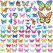 PAGOW 20 Sheets Glitter Butterfly Temporary Tattoos Self-adhesive Gift for Kid Women Girl Fake Fairy Flower Waterproof Stickers for Birthday Party Favors Goodie Bag Stuffers Fillers Face Body Arm Decoration(Style 4)