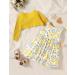 Puseky Toddler Girl Floral Print Sleeveless Dress and Ribbed Cardigan Set - 18-24 Months Yellow - Buy Online on GoSupps.com