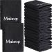 18 Pcs Makeup Remover Towels 13 x 13 Face Cotton Washcloths with Makeup Embroidery Black Facial Reusable Makeup Remover Cloth Soft Cleansing Makeup Washcloths Holiday Gift for Women