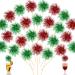 120 Pcs Christmas Firework Cupcake Toppers Green and Red Foil Frill Cake Topper Sticks Party Firework Cocktail Picks Christmas Birthday Tinsel Cupcake Toothpicks Christmas New Year Party Decorations