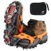 SHARKMOUTH Ice Cleats: Snow Traction Grips Boots for Shoes Women Men - Anti Slip 24 Spikes Crampons Safe Protect for Hiking Walking Climbing Fishing Mountaineering Orange Medium