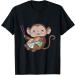 Kawaii Monkey Eating Ramen Noodle Japanese Food Lovers T-Shirt