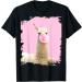 Cute Llama Chewing Pink Bubble Gum T-Shirt