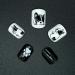 Novo Ovo Press-On Fake Nails - Short Corner Oval Black & White Dog Design | Stick-On Artificial Fingernails with Glue for Valentine's Day | Perfect for Bulldogs & Animal Lovers - Buy Online on GoSupps.com