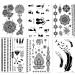 Henna Tattoo Body Paints (6 Sheets) - Temporary Tattoo Designs with Feathers, Mandala, Cats, Lotus, Bracelet, Elephant, Birds - Easy to Apply - Buy Online on GoSupps.com