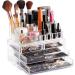 Clear Cosmetic Storage Organizer - 4-Drawer | 16 Compartments | Organize Cosmetics, Jewelry, and Hair Accessories with Ease - Elegant Design for Vanity, Bathroom, or Dresser - Buy Online on GoSupps.com
