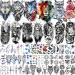 VANTATY 54 Sheets Large Watercolor Lion Wolf Tiger Owl Flower Temporary Tattoos For Women Adults Thigh  3D Long Lasting Temp Tattoo Sticker For Men Arm Chest  Fake Tattoos That Look Real And Last Long TribalWolfLIonTiger...