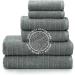 Welhome James 6 Piece Towel Set | 2 Bath Towels, 2 Hand Towels, 2 Washcloths | Stripe Textured Gray Bathroom Towels | Soft & Absorbent | Quick Dry | 100% Cotton - Buy Online on GoSupps.com