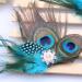 RUNHENG Handmade Feather Peacock Hair clip Natural Feather Fascinator Barrette with Crystal and Pearl - Buy Online on GoSupps.com