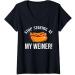 Womens Stop Staring At My Weiner Hotdog Bun Ketchup Mustard Mayo V-Neck T-Shirt