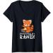 Womens Powered By Ramen Red Panda Japanese Food Noodles Soba V-Neck T-Shirt