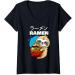 Womens Kawaii Anime Sloth Eating Japanese Ramen Noodle Soup V-Neck T-Shirt