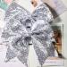 2 PCS 8 Large Glitter Cheer Bows - Handmade Sequin Hair Bows for Teen Girls (Silver) - Buy Online on GoSupps.com