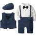mintgreen Baby Boy Romper Suits Infant Gentleman Jumpsuit Bow Tie Waistcoat Outfits 9-12 Months Royal Blue