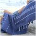 Aysesa ShoreSecrets Collection: Sandproof Beach Towel (w/Hidden Pocket) Natural Turkish Cotton - Made in Turkey - 63 Long (Captain's Choice Navy)