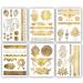 Terra Tattoos Gold Metallic Henna Temporary Tattoos   75+ Designs Elephants  Flowers  Evil Eye & more! Waterproof Nontoxic Long Lasting Perfect for Beach  Festivals  & Parties