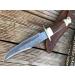 Perkin Damascus hunting knife with leather sheath - Bowie knife