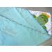 Kiddi -Media hooded towel embroidered with name and date of birth / 100x100 cm / cozy soft / 1A quality 100% cotton (turquoise - dino)