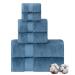 TEXTILOM 100% Turkish Cotton 6 Pcs Bath Towel Set, Luxury Bath Towels for Bathroom, Soft & Absorbent Bathroom Towels Set (2 Bath Towels, 2 Hand Towels, 2 Washcloths)- Mid Blue 6 Pcs Towel Set Mid Blue