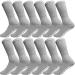 AMU Solutions 6 Pairs Non-Binding Loose Fit Crew Sock - Non-Slip Diabetic Socks for Men and Women 13-15 Gray