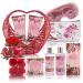 Rose Pomegranate Spa Gift Set for Her | Mother's Day & Birthday Relaxing At-Home Spa Kit with Body Lotion, Bath Bomb, Bubble Bath & More - 14 Pc Set - Buy Online on GoSupps.com