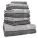 Betz 10 Series Premium frottier towel set - 2x shower towels - 4x towels - 2x guest towels - 2x washing gloves - color anthracite & silver gray