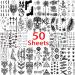 VANTATY 50 Sheets Black Temporary Tattoos: Eagle Dragon Lion Wolf Animals Fake Small Tattoos for Men, Women, Kids - Neck, Arm, Thigh, Skull Tattoo Sticker - Buy Online on GoSupps.com