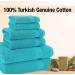 Premium Turkish Towel Set Aqua Blue - 6 Piece 600 GSM | Soft & Absorbent Hotel & Spa Quality Towels - Buy Online on GoSupps.com