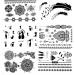 Henna Tattoo (6 Sheets) Body Paints Temporary Tattoo Designs Feathers/Mandala/Cats/Lotus/Bracelet/Elephant/Birds and more