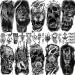 FANRUI 22 Sheets Realistic Black Animals Temporary Tattoos For Women Men Half Arm Sleeve  3D Large Tribal Tiger Lion Death Skull Fake Tattoo Stickers Halloween  Flower Compass Wolf Owl Tatoos Anchor