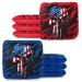 Play Platoon Tournament Series Cornhole Bags - Pro Style Dual Sided Slick and Sticky Side Bags - Designed in USA Red/Blue American Skull