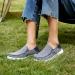 OrthoComfoot Women's Slip On Shoes with Arch Support - Plantar Fasciitis Loafers | Pain Relief Orthopedic Slippers - Light Blue, Size 8.5 W - Buy Online on GoSupps.com