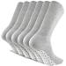 NevEND Non Skid Diabetic Cotton Crew Hospital Socks Health Circulatory Physicians Approved Non Binding Top 6 Pairs 13-15 Grey