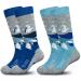 Merino Wool Ski Socks Kids, Knee-high Warm Thermal Snowboard Skating Socks for Boys Girls Toddler Grey Blue (2 Pairs) Small