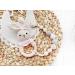 Handmade Amigurumi Crochet Bunny Deer Fox Teether Rattle on Wooden Teething Ring - Natural Baby Toy (Girl Bunny) - Buy Online on GoSupps.com