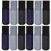 Yacht & Smith 12 Pairs Of Loose Fit Gripper Bottom Diabetic Non-Skid Slipper Black Socks Grippy Hospital Sock Wholesale Bulk (12 Pairs Gripper Mens - Black Navy Gray 10-13)